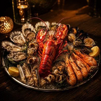 Fruits de Mer plateau — oesters, citroen en langoustines